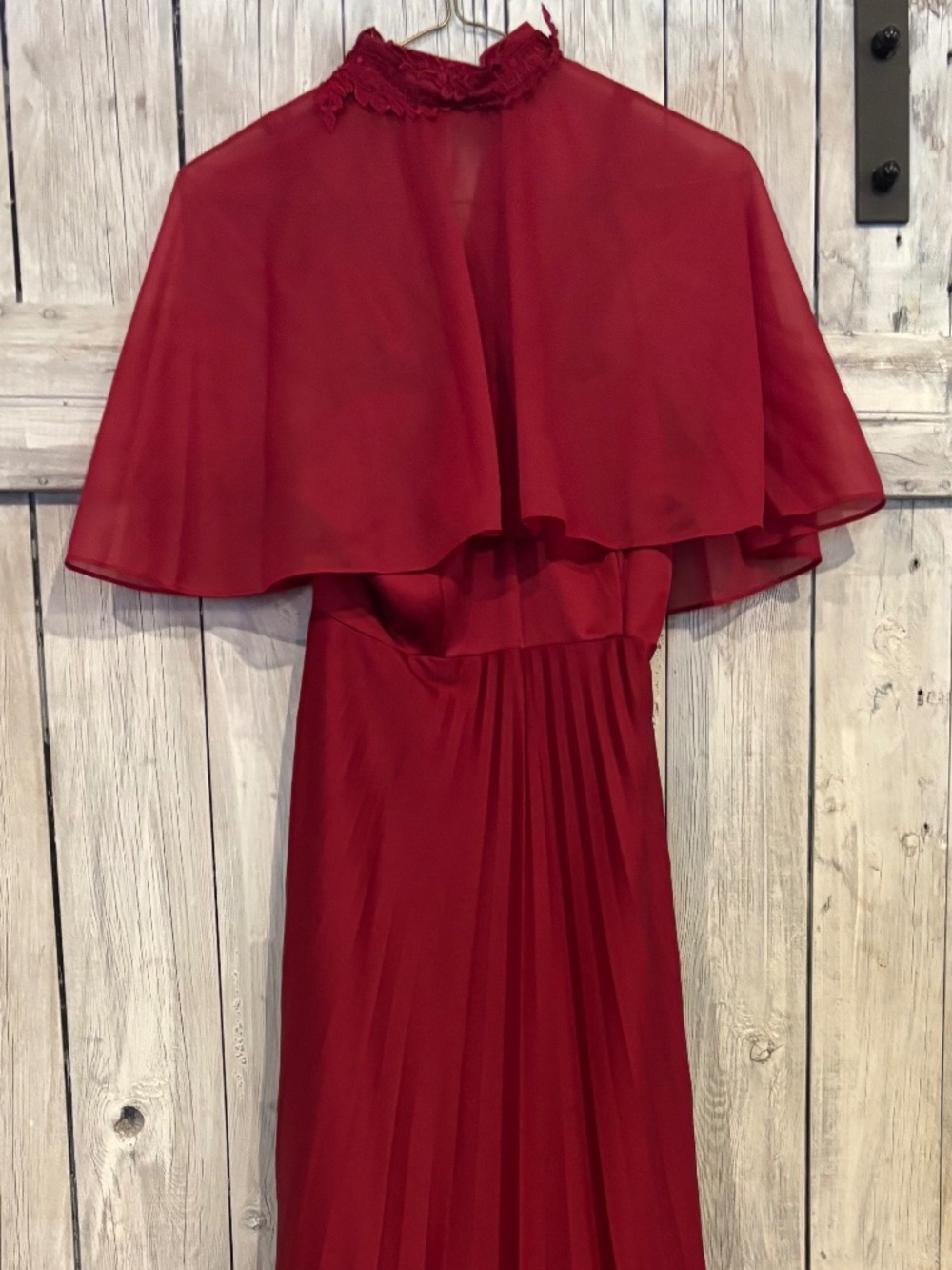Vintage 1970s Pleated Dress & Matching Capelet
